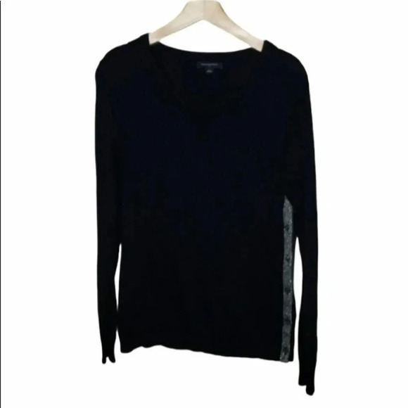 Banana Republic black crew‎ w/silver side sweater - Picture 1 of 6